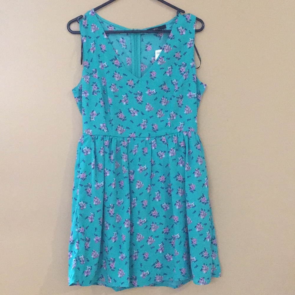 Teal floral dress